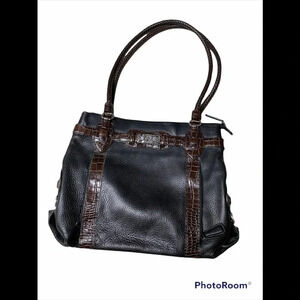 Brighton Heloise Black Pebbled Leather Tote
